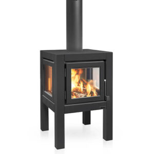 Quaruba L - Black Painted Stainless Steel, 4-Glass Windows