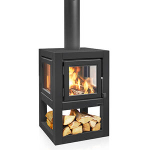 Quaruba L Mobile - Black Painted Stainless Steel, 4-Glass Windows