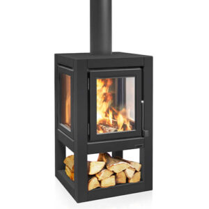 Quaruba XL Mobile - Black Painted Stainless Steel, 4-Glass Windows