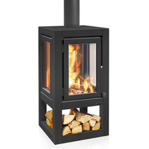 Quaruba XXL Mobile - Black Painted Stainless Steel, 4-Glass Windows