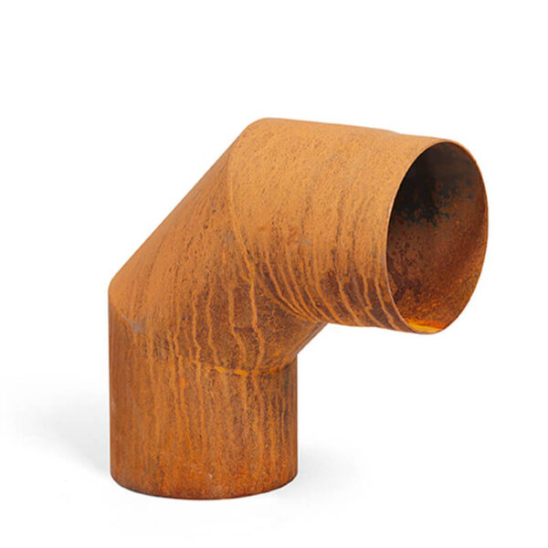 Rb73 rusted corten steel 90 degree flue pipe bend